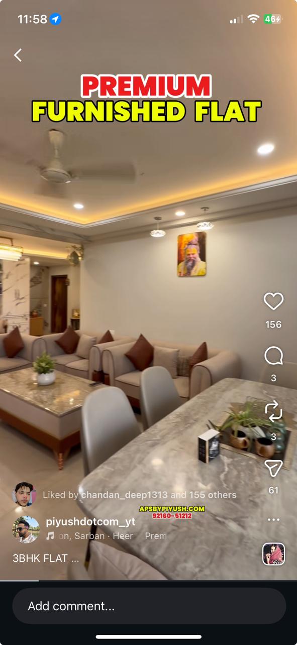 2200 sq feet (3 bhk flat ,park facing ,2 side open ,fully furnished flat for sale