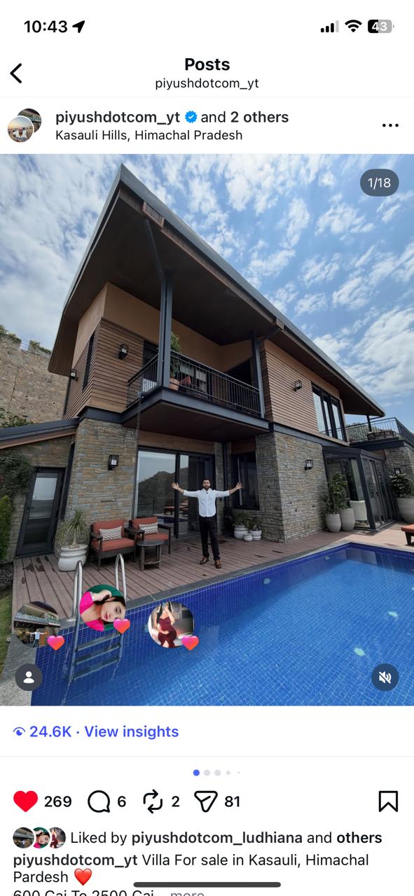 luxury villa for sale in kasauli ,600-2500 gaj ,3bhk-5bhk available ,fully furnished